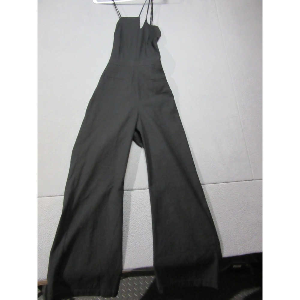 Anthropologie Jumpsuit Women 10 Black Excellent Maeve Colette Wide Leg Lace Back